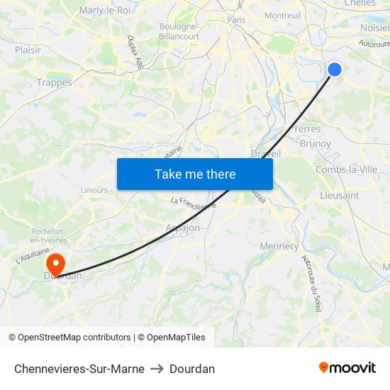 Chennevieres-Sur-Marne to Dourdan map