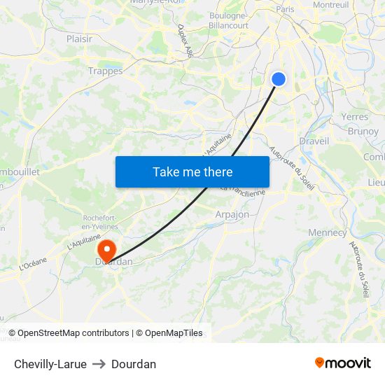 Chevilly-Larue to Dourdan map