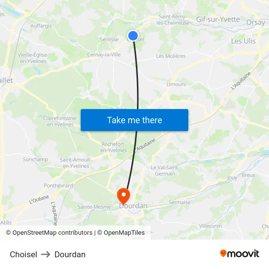 Choisel to Dourdan map