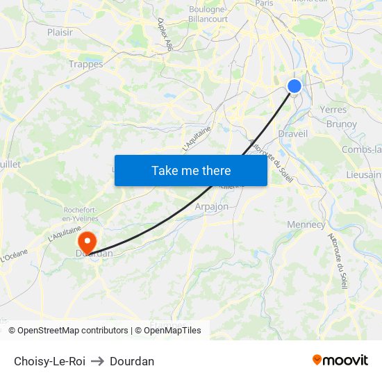 Choisy-Le-Roi to Dourdan map