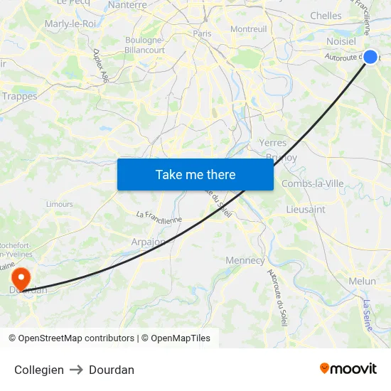 Collegien to Dourdan map