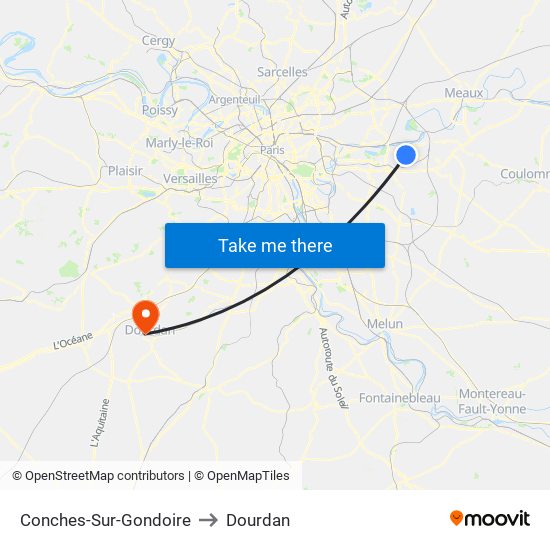 Conches-Sur-Gondoire to Dourdan map