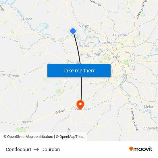 Condecourt to Dourdan map