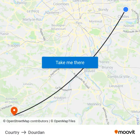 Courtry to Dourdan map
