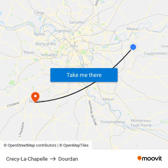 Crecy-La-Chapelle to Dourdan map