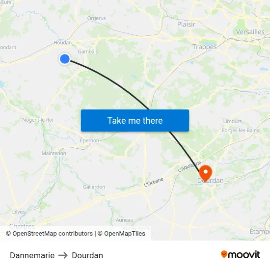 Dannemarie to Dourdan map