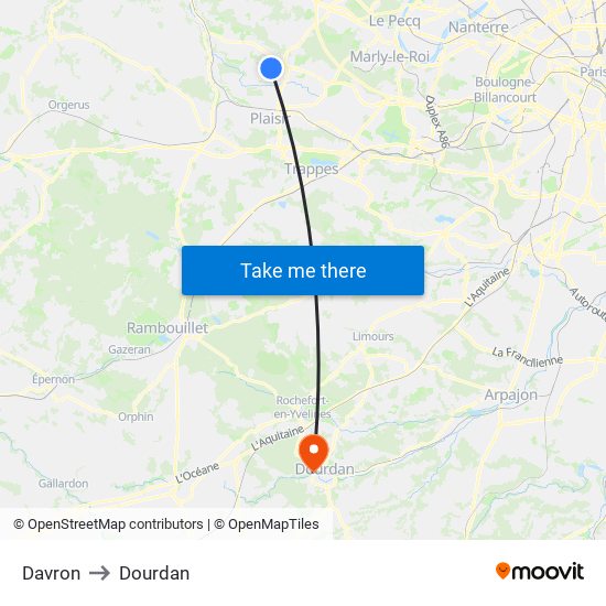 Davron to Dourdan map