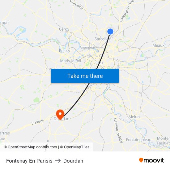 Fontenay-En-Parisis to Dourdan map