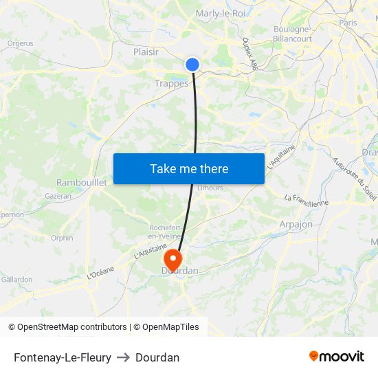 Fontenay-Le-Fleury to Dourdan map