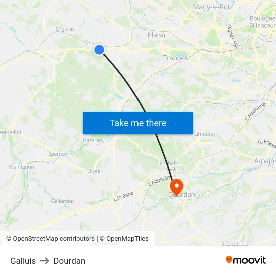 Galluis to Dourdan map