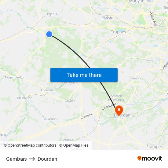 Gambais to Dourdan map