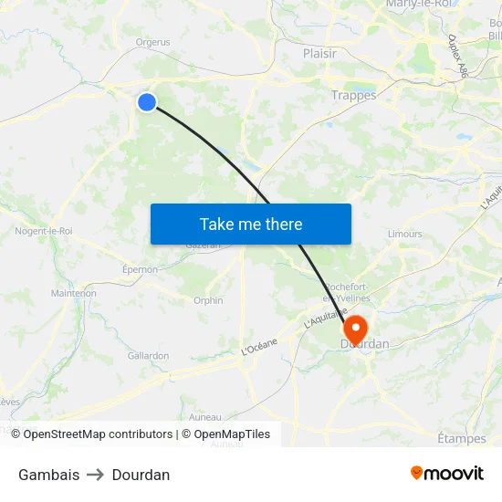 Gambais to Dourdan map