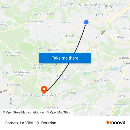 Gometz-La-Ville to Dourdan map