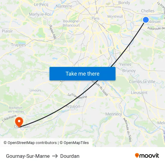 Gournay-Sur-Marne to Dourdan map