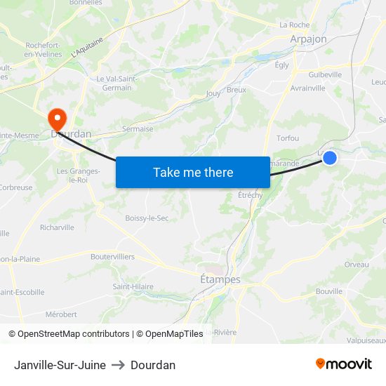 Janville-Sur-Juine to Dourdan map