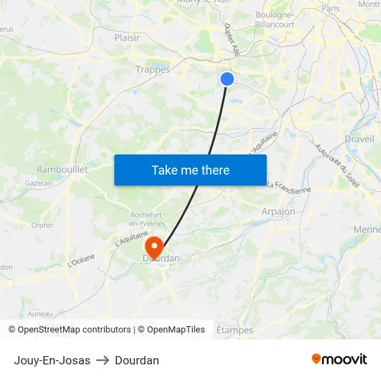 Jouy-En-Josas to Dourdan map