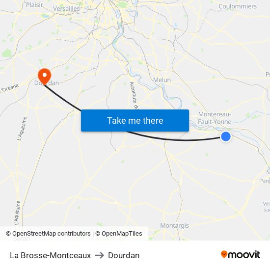La Brosse-Montceaux to Dourdan map