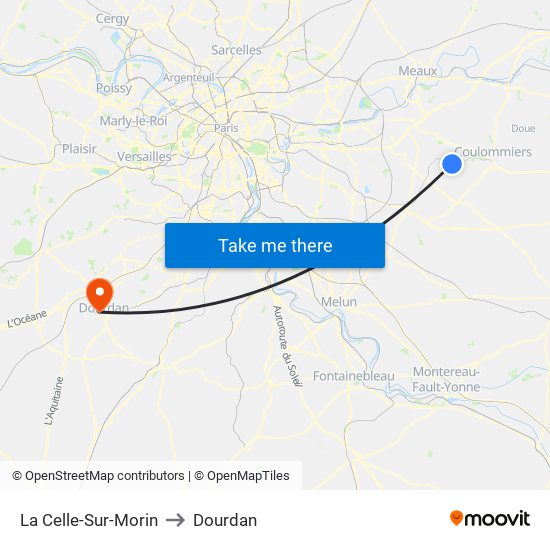 La Celle-Sur-Morin to Dourdan map