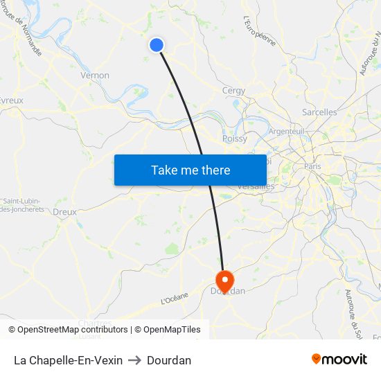 La Chapelle-En-Vexin to Dourdan map