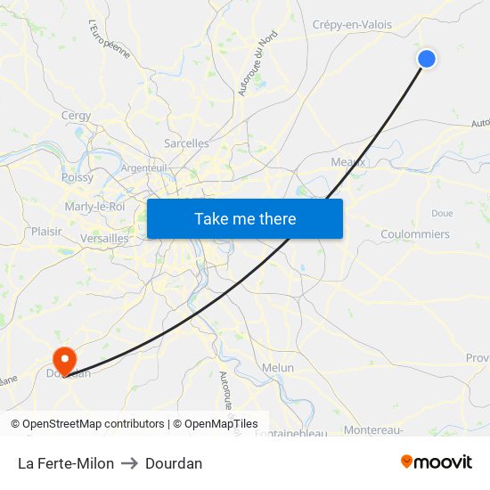 La Ferte-Milon to Dourdan map