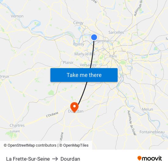 La Frette-Sur-Seine to Dourdan map