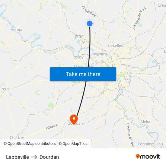 Labbeville to Dourdan map