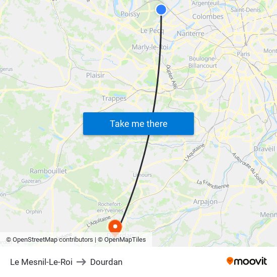 Le Mesnil-Le-Roi to Dourdan map