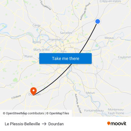 Le Plessis-Belleville to Dourdan map