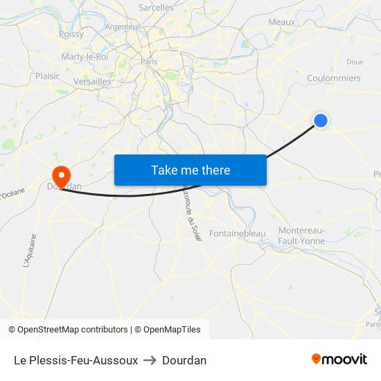 Le Plessis-Feu-Aussoux to Dourdan map