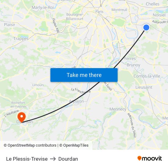 Le Plessis-Trevise to Dourdan map