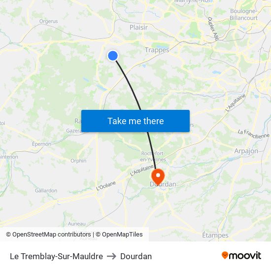 Le Tremblay-Sur-Mauldre to Dourdan map