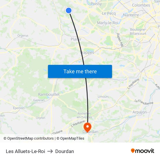 Les Alluets-Le-Roi to Dourdan map