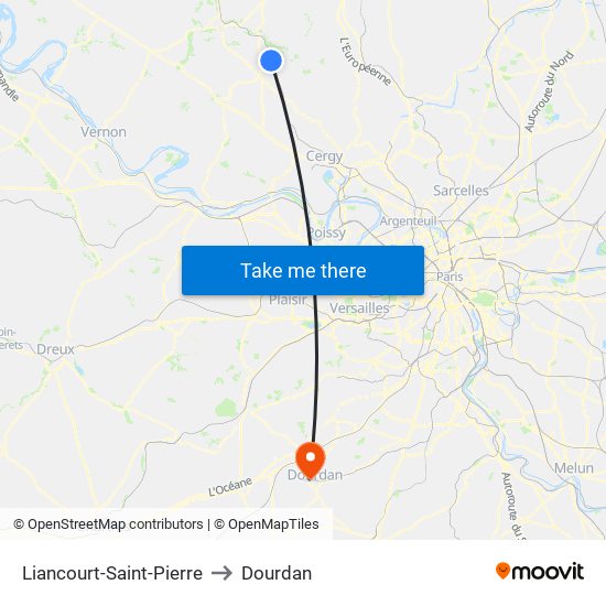 Liancourt-Saint-Pierre to Dourdan map