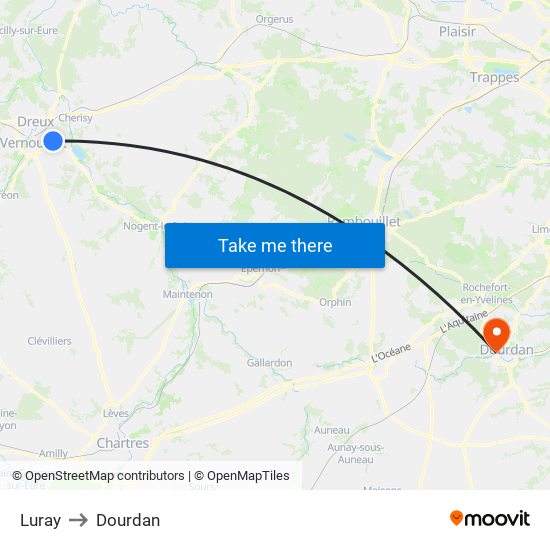 Luray to Dourdan map