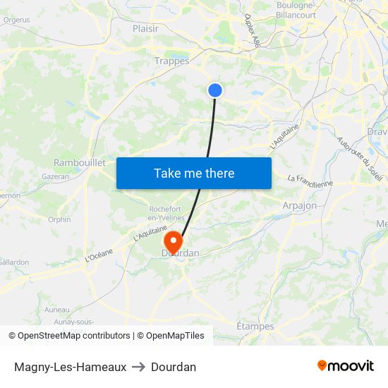 Magny-Les-Hameaux to Dourdan map