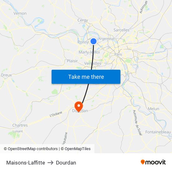 Maisons-Laffitte to Dourdan map