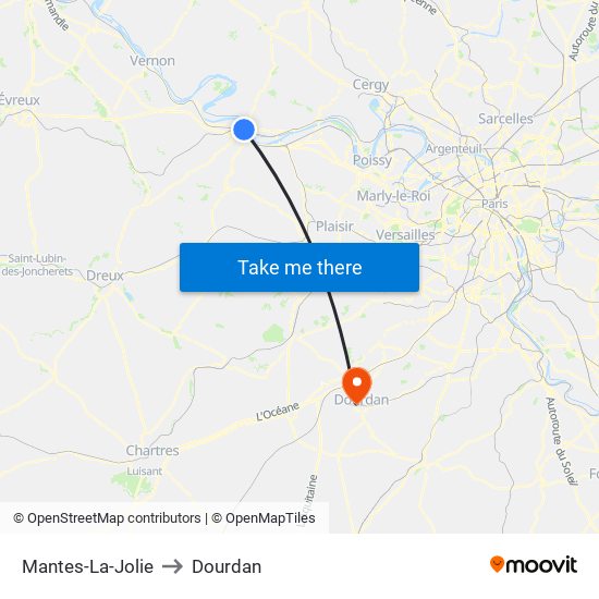 Mantes-La-Jolie to Dourdan map