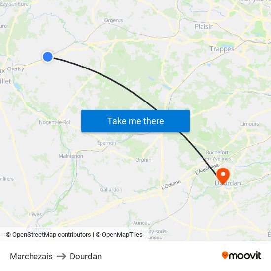 Marchezais to Dourdan map