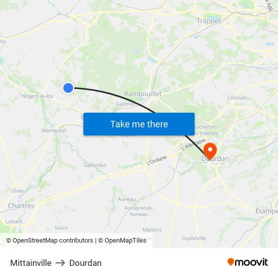 Mittainville to Dourdan map