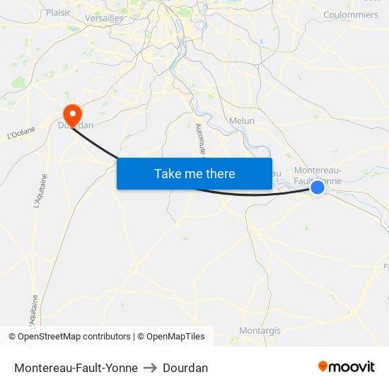 Montereau-Fault-Yonne to Dourdan map