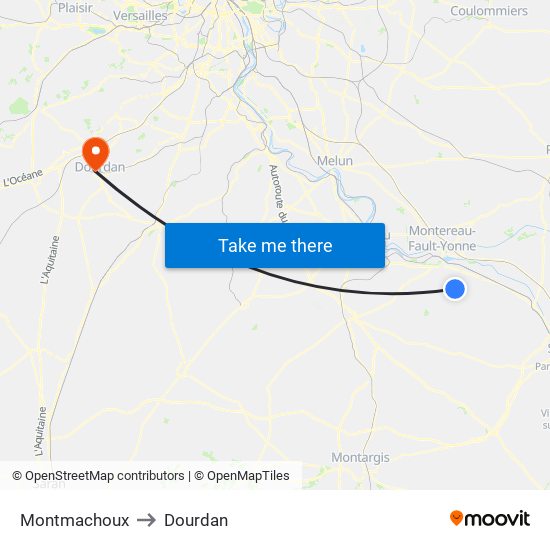 Montmachoux to Dourdan map
