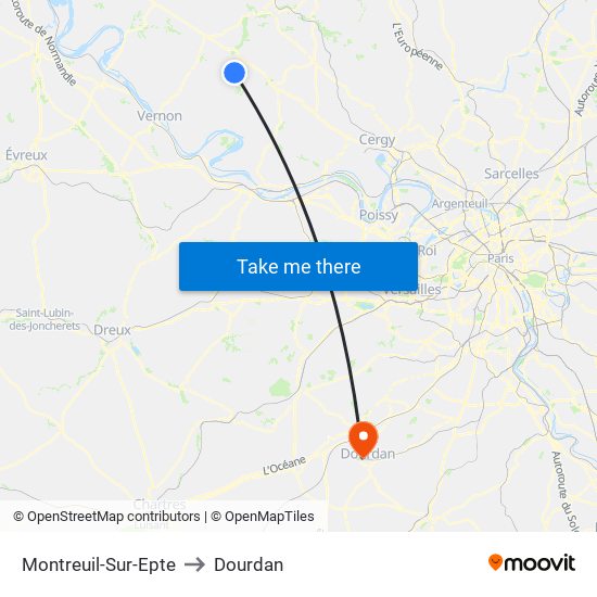 Montreuil-Sur-Epte to Dourdan map