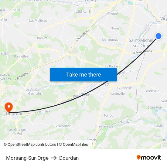 Morsang-Sur-Orge to Dourdan map