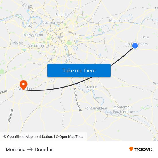 Mouroux to Dourdan map