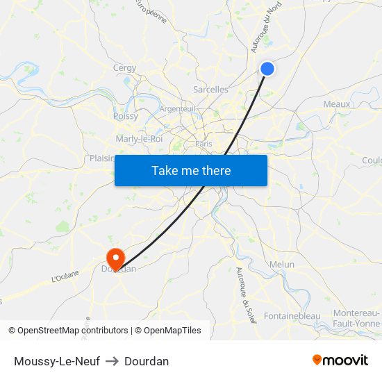 Moussy-Le-Neuf to Dourdan map