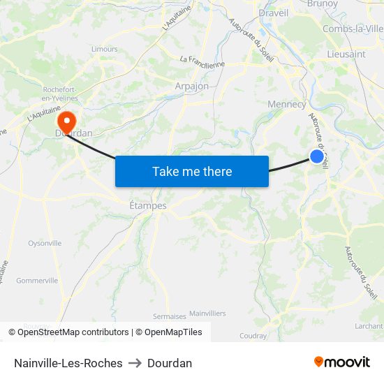 Nainville-Les-Roches to Dourdan map