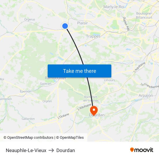 Neauphle-Le-Vieux to Dourdan map