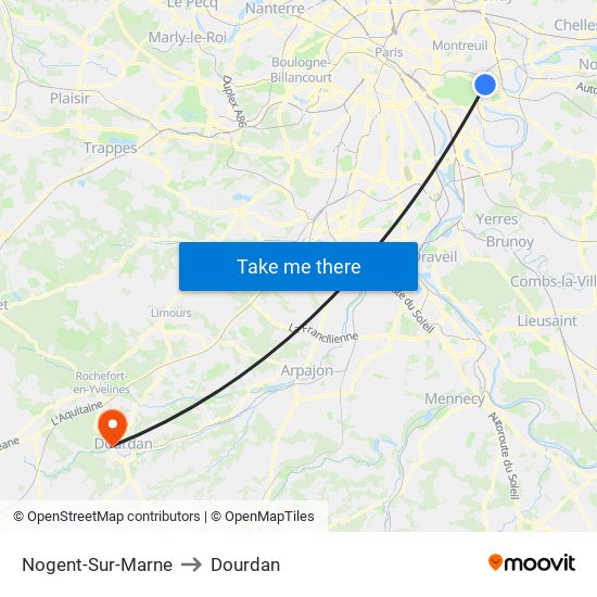 Nogent-Sur-Marne to Dourdan map