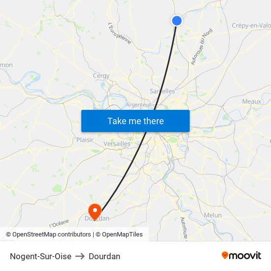 Nogent-Sur-Oise to Dourdan map