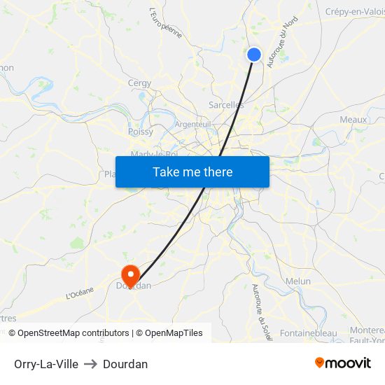 Orry-La-Ville to Dourdan map